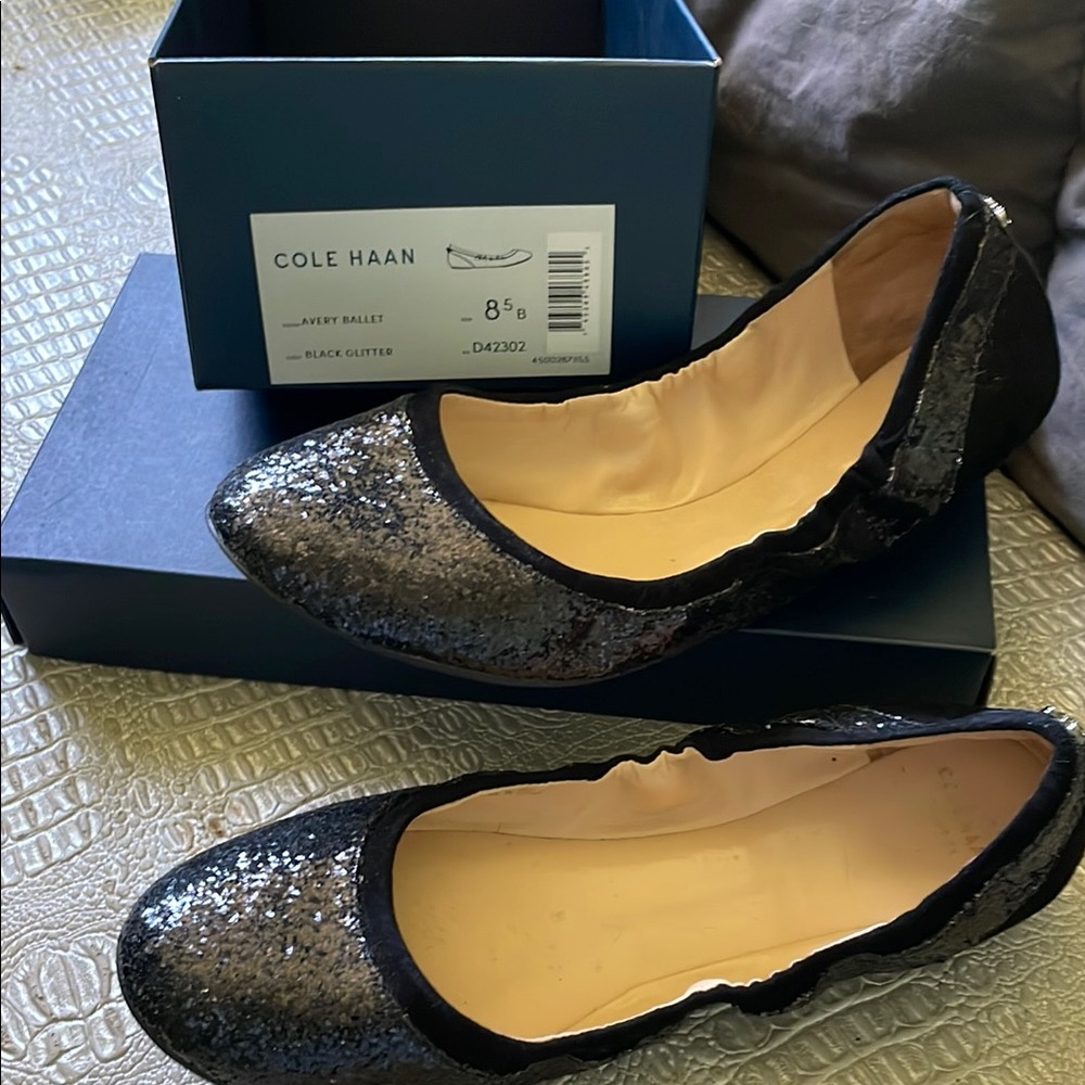 Cole Haan Black Flats with Classic Round Toe
